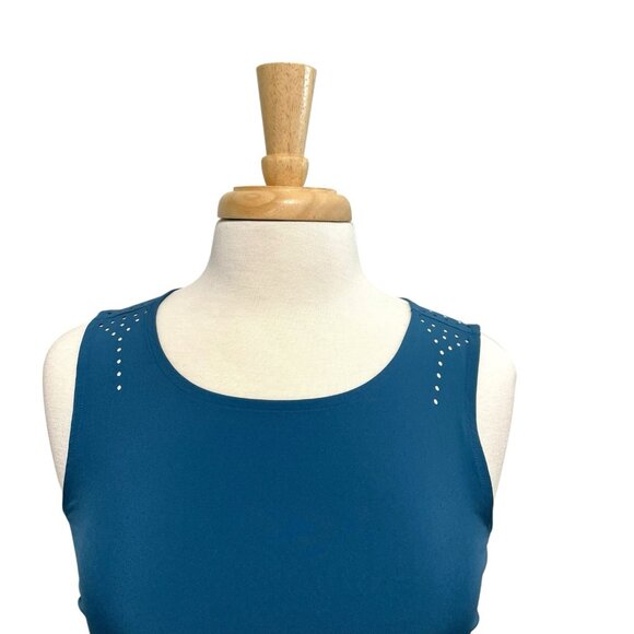 Title Nine Sleeveless Laser Cut Lightweight Pull-Over Dress Teal size XS - Picture 3 of 10